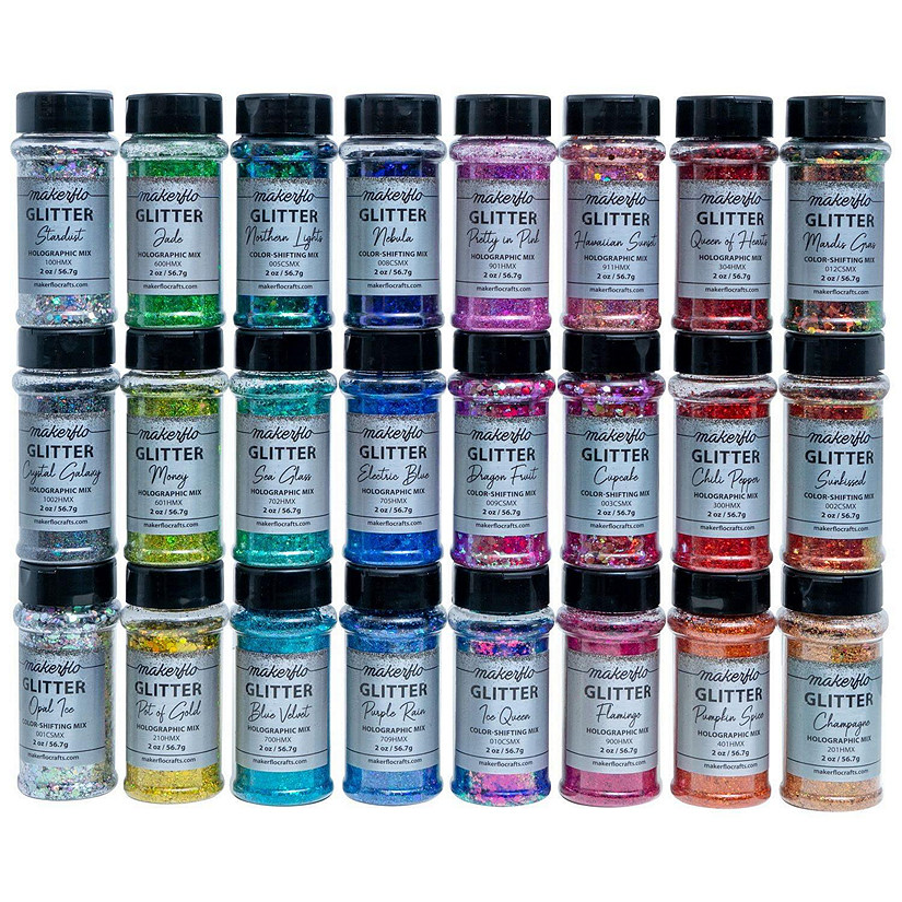 Makerflo Holographic Chunky Mix Glitter Variety Set Pack of 24, 20 oz each for Resins Body Glitter Image