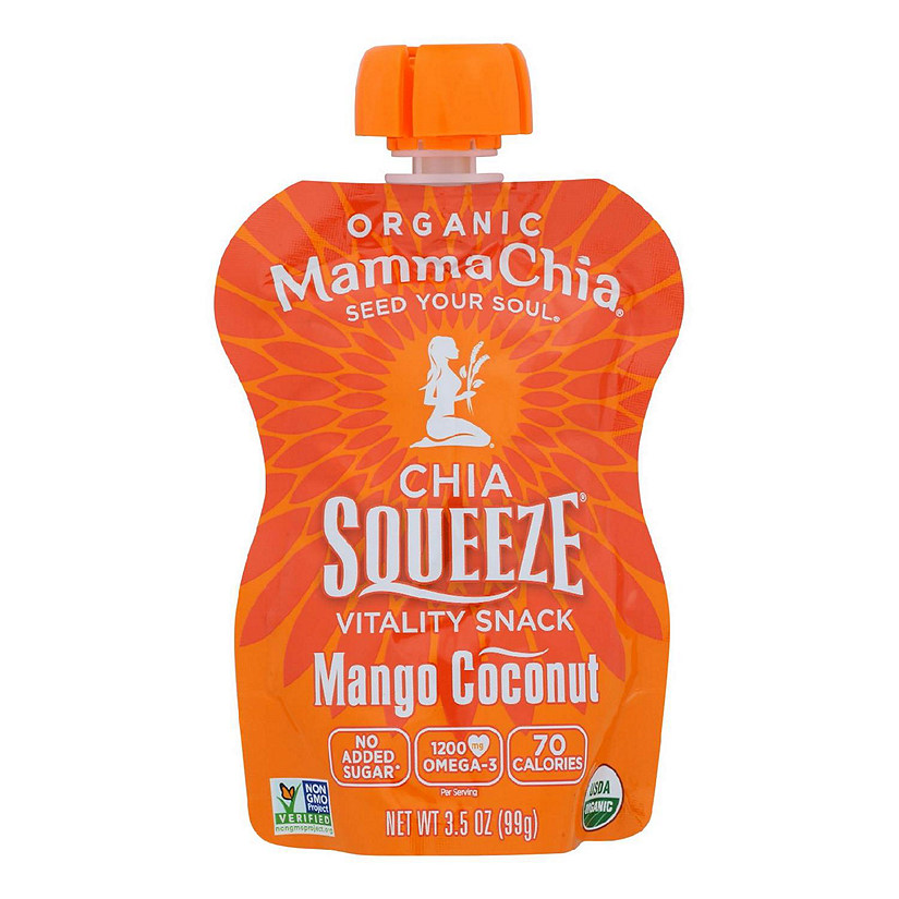 Mamma Chia Squeeze Vitality Snack - Mango Coconut - Case of 16 - 3.5 oz. Image