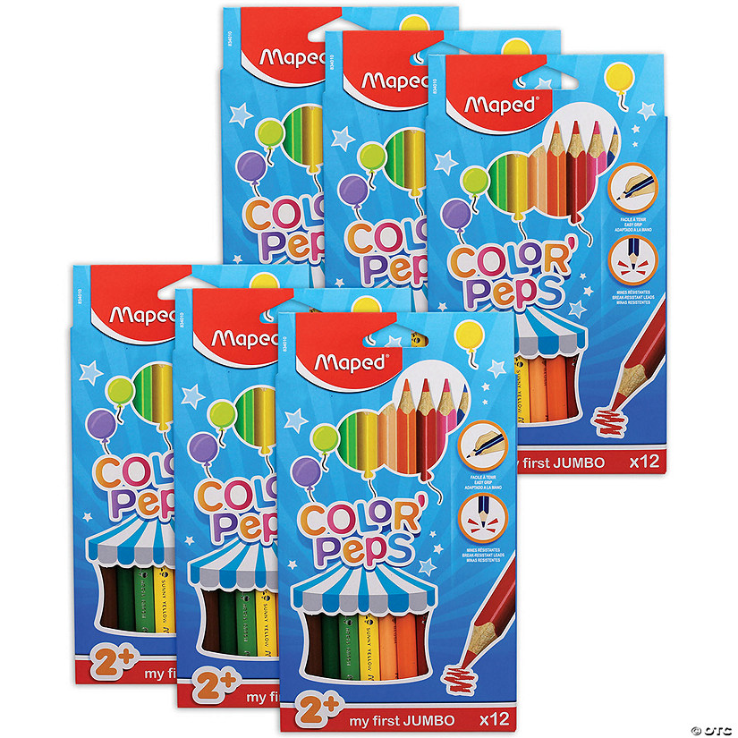 Maped Color'Peps My First Jumbo Triangular Colored Pencils, 12 Per Pack, 6 Packs Image