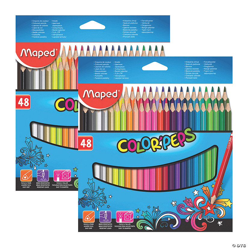 Maped Color'Peps Triangular Colored Pencils, Assorted Colors, 48 Per Pack, 2 Packs Image