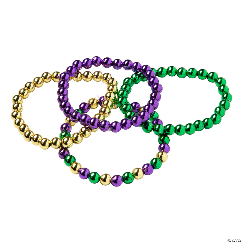 Mardi Gras Beaded Bracelets - 24 Pc. Image