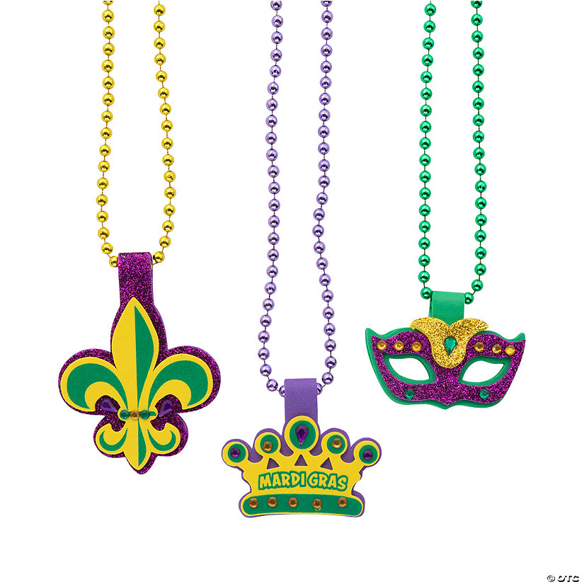 Mardi Gras Beaded Necklace Craft Kit - Makes 6 Image