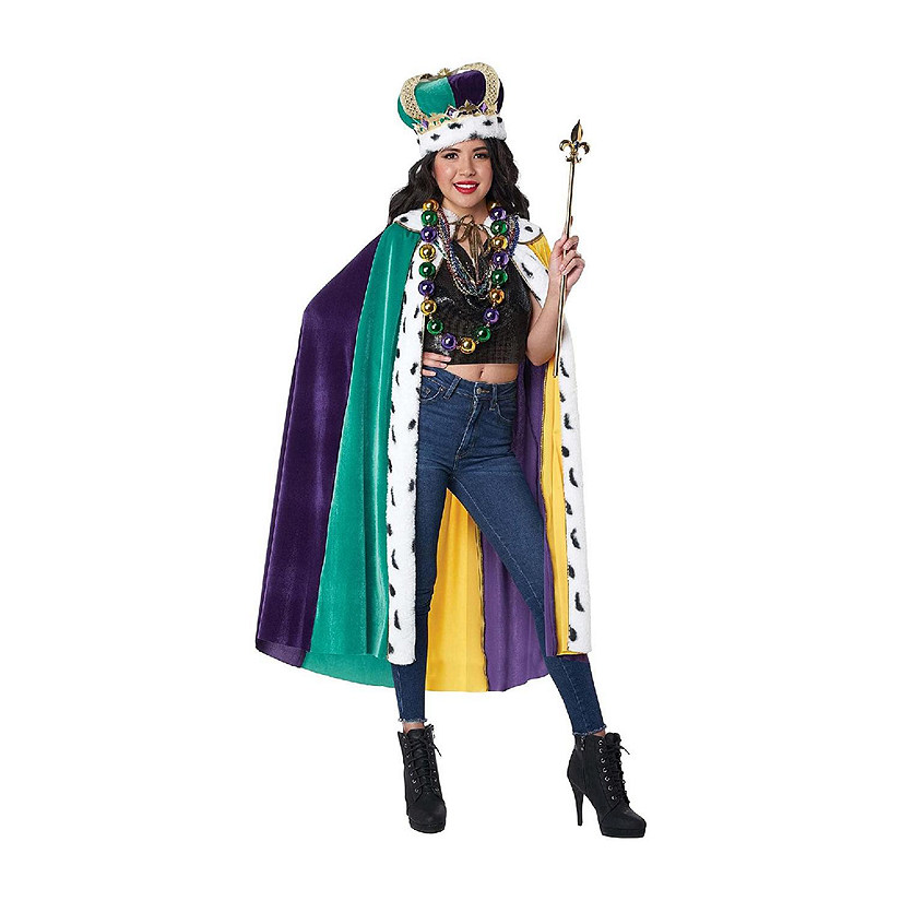 Mardi Gras Cape & Crown Adult Costume Set  One Size Fits Most Image