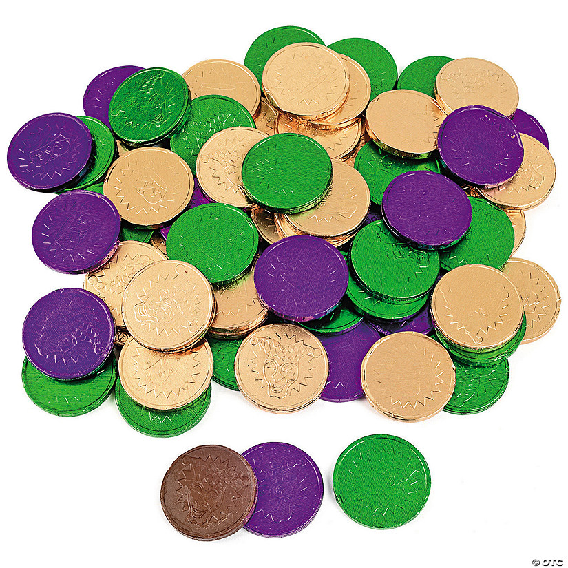 Mardi Gras Coins Chocolate Candy - 76 Pc. Image