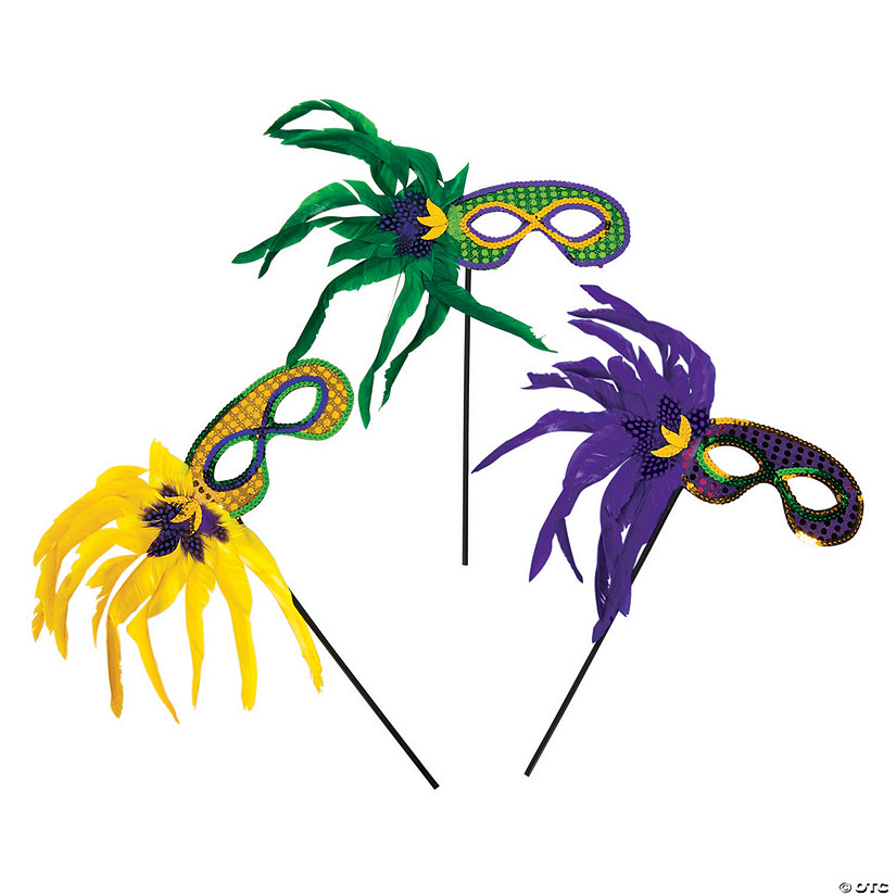 Mardi Gras Feather Masks- 12 Pc. Image