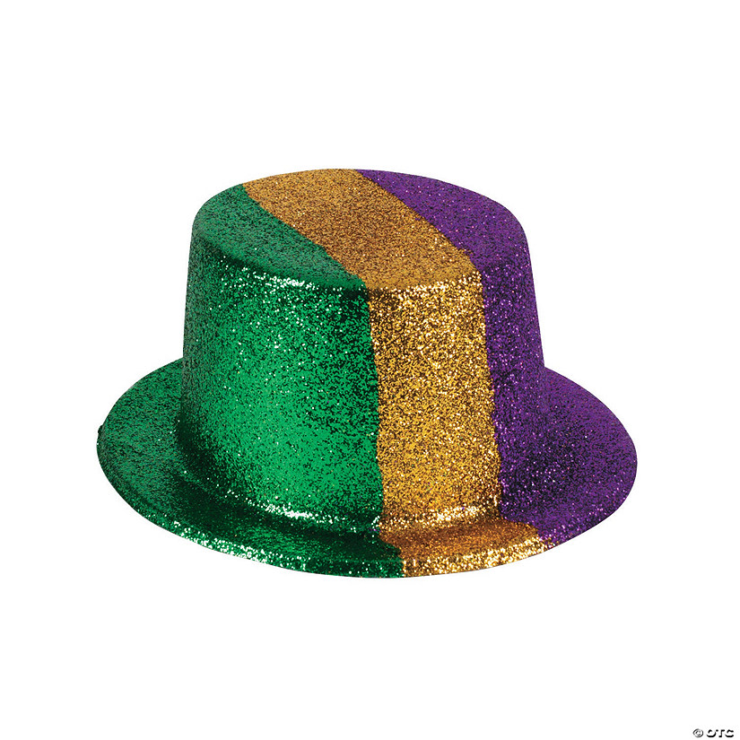 Mardi Gras Glitter Top Hats - 12 Pc. Image