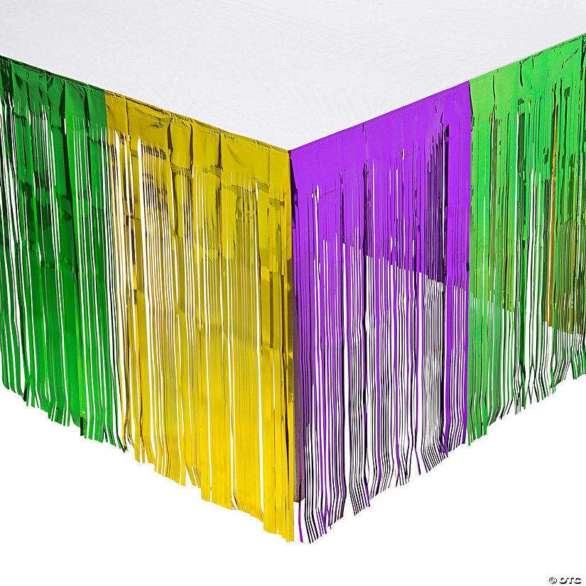 Mardi Gras Metallic Fringe Plastic Table Skirt Image