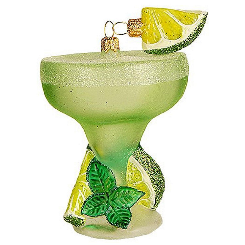 Margarita Drink with Limes Polish Mouth Blown Glass Christmas Ornament Image