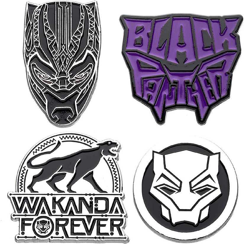 Marvel Black Panther Wakanda Forever 4-Piece Collectible Enamel Pin Set Image