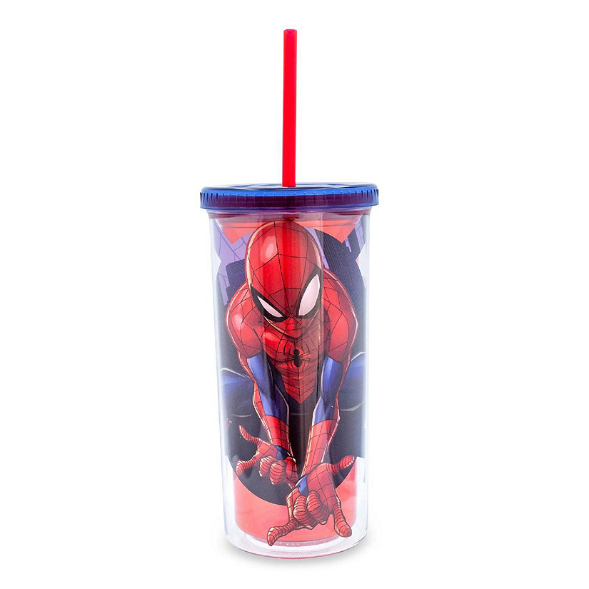 Marvel Comics Spider-Man Carnival Cup With Lid And Straw  Holds 20 Ounces Image