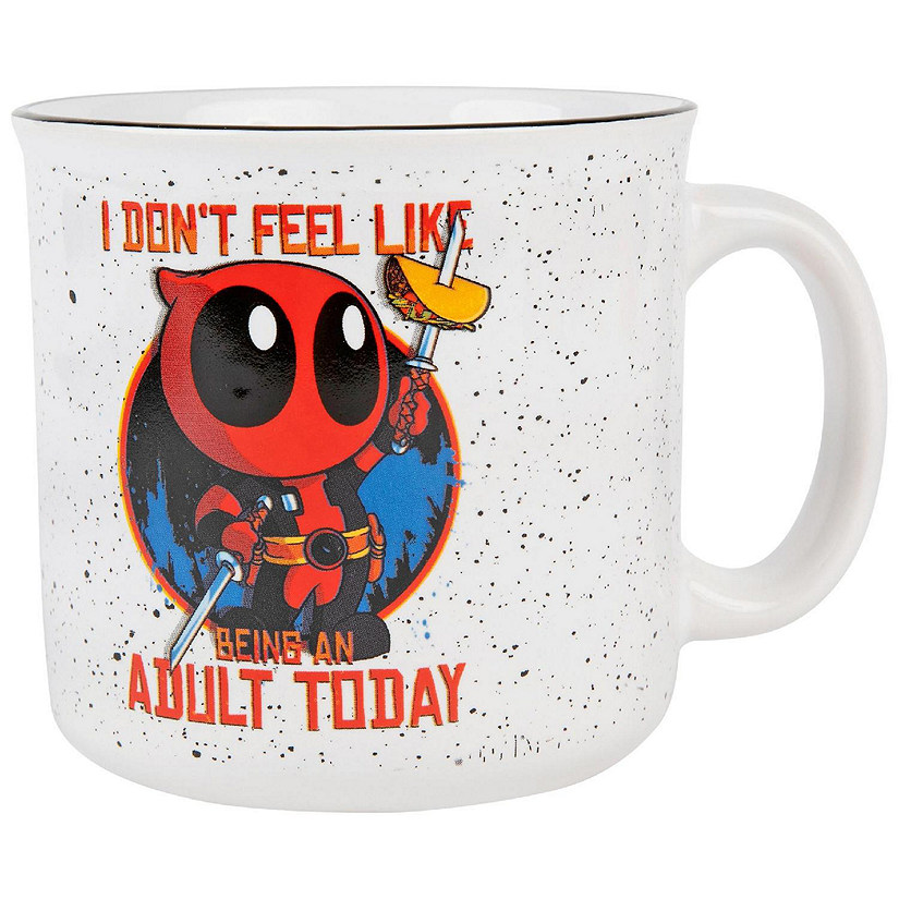 Marvel Deadpool "Don't Feel Like An Adult Today" Ceramic Camper Mug  20 Ounces Image
