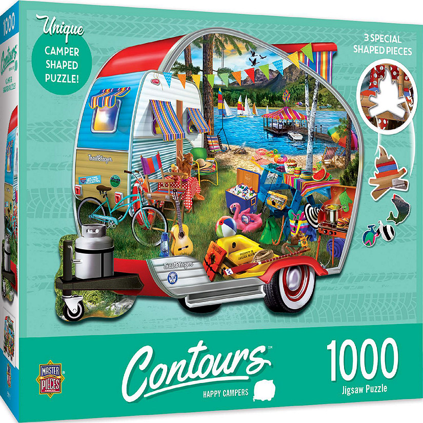 MasterPieces Contours - Happy Campers 1000 Piece Shaped Jigsaw Puzzle Image
