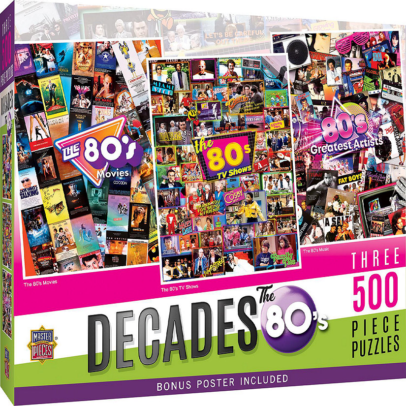 MasterPieces Decades - The 80's 500 Piece Jigsaw Puzzles 3 Pack Image