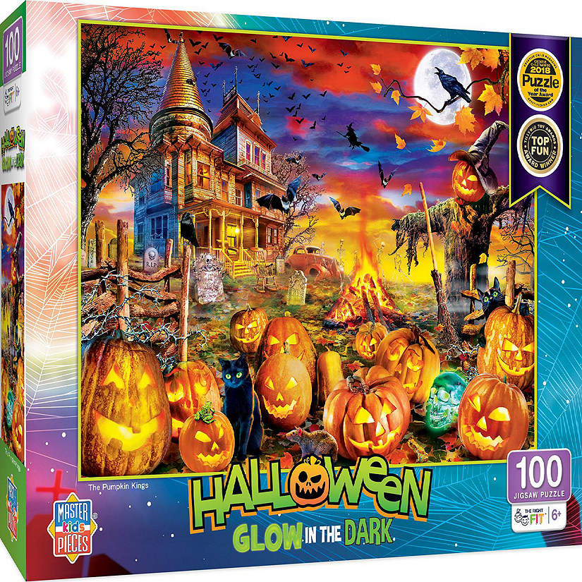 MasterPieces Halloween Glow in the Dark - The Pumpkin King 100 Piece Puzzle Image