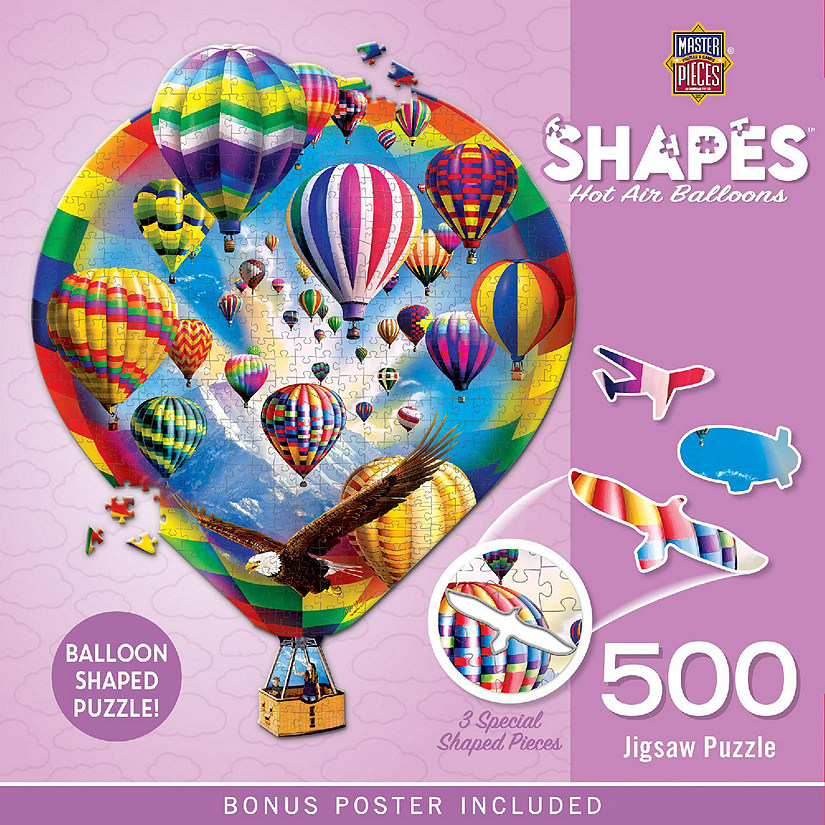 MasterPieces Shapes - Hot Air Balloons 500 Piece Jigsaw Puzzle Image