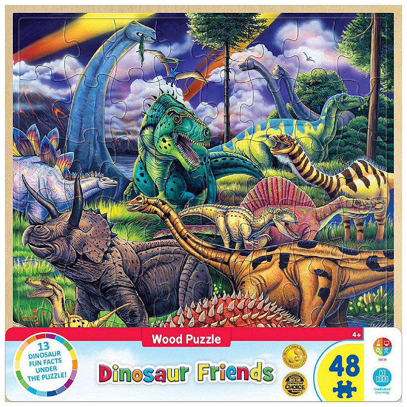 MasterPieces Wood Fun Facts - Dinosaur Friends 48 Piece Wood Puzzle Image