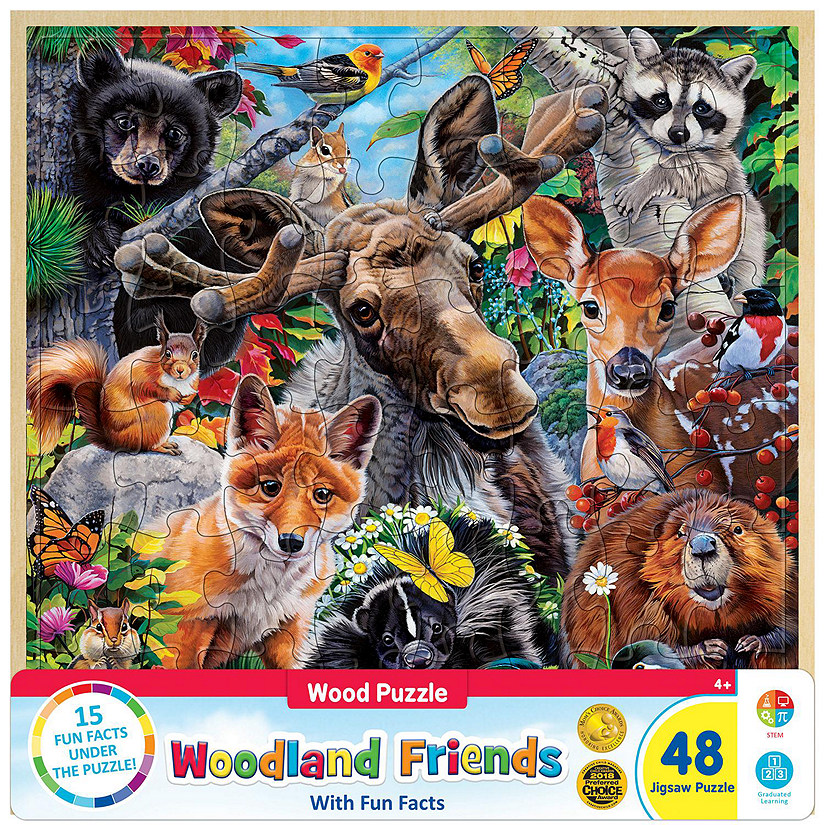 MasterPieces Wood Fun Facts - Woodland Friends 48 Piece Wood Puzzle Image