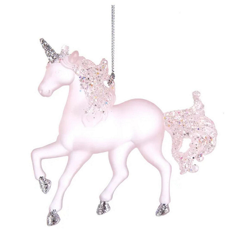 Matte Pink Unicorn with Glitter Christmas Tree Ornament T2558 Image