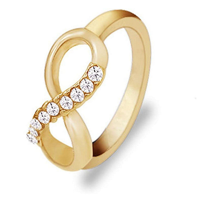 Maya's Grace Gold Infinity Love Charm Women's Luxury Ring with Crystals - Size 7 Image