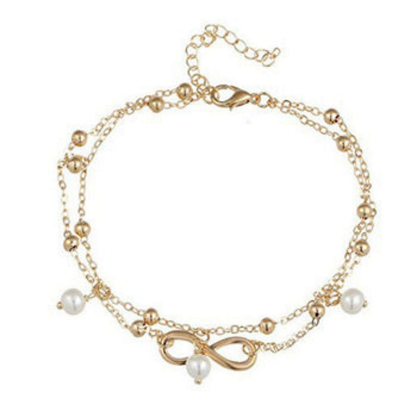 Maya's Grace Infinity Love Pearl Charms Anklet - Gold Image