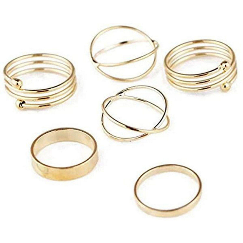 Maya's Grace Midi Rings, Stackable Rings for Women, Boho and Knuckle Rings, Aesthetic Jewelry 6 Pcs Rings Set in Gold and Silver Image