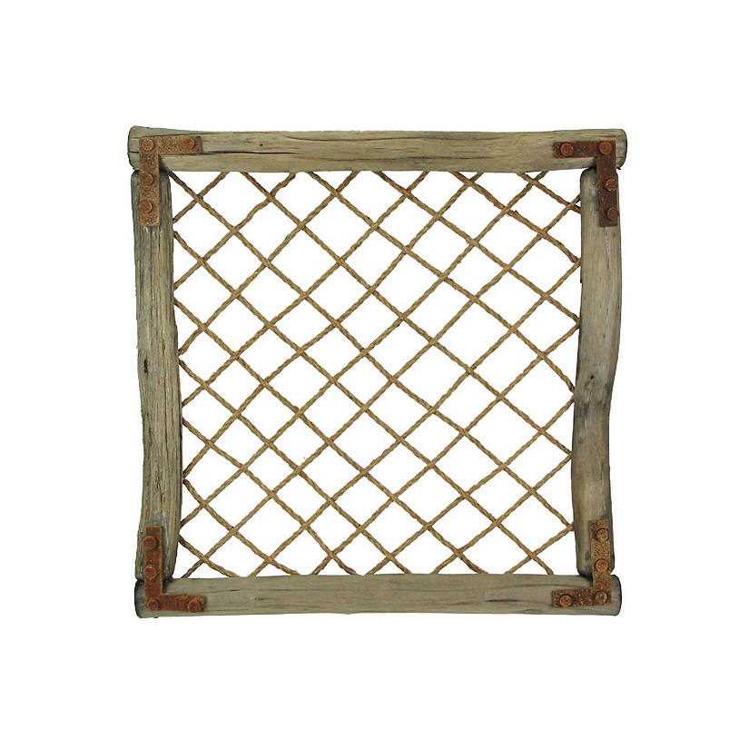 Mayrich Distressed Wood And Rope Sculpture Decorative Wall Art Rustic Faux Window Decor Image