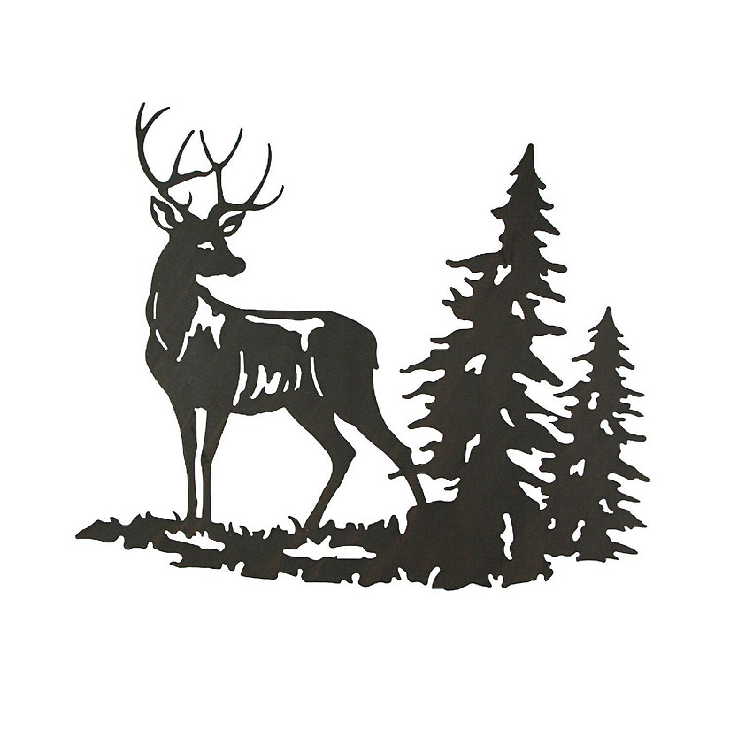 Mayrich Rustic Brown Laser Cut Metal Deer Wall Hanging 28 Inches Long Buck Stag Image