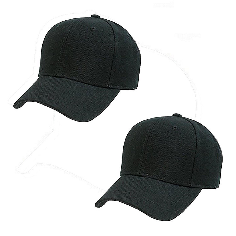 Mechaly Comfortable Solid Unisex Baseball Cap Hat - 2 Pack (Black) Image