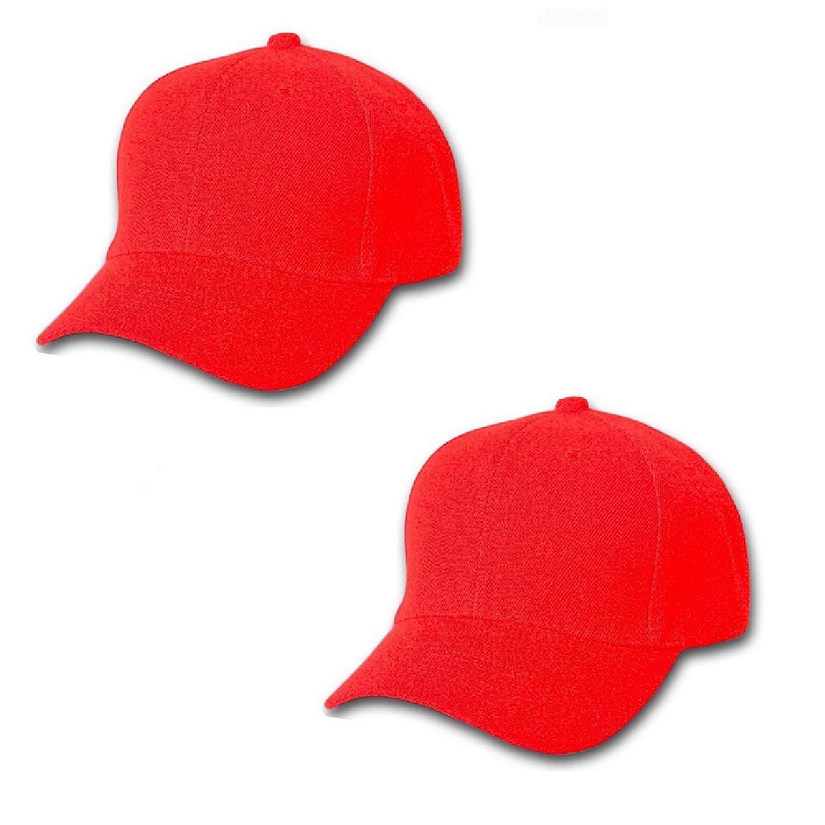 Mechaly Comfortable Solid Unisex Baseball Cap Hat - 2 Pack (Red) Image