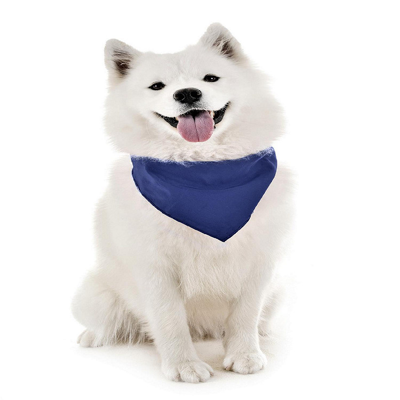 Mechaly Dog Plain Cotton Bandanas - 3 Pack - Scarf Triangle Bibs for Small & Large Puppies, Dogs and Cats (Blue) Image