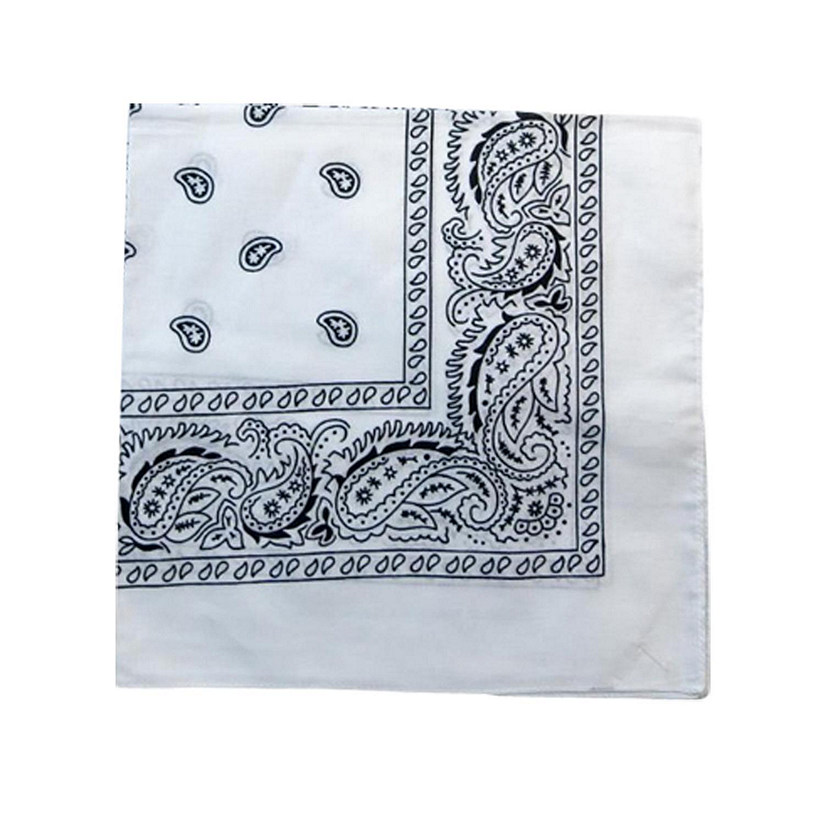 Mechaly Extra Large Quality Polyester Paisley Print Bandana 27 x 27 Inches  (White) Image