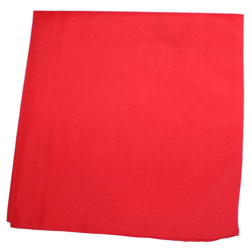 Mechaly Plain 100% Cotton X-Large Bandana - 27 x 27 Inches (Red) Image