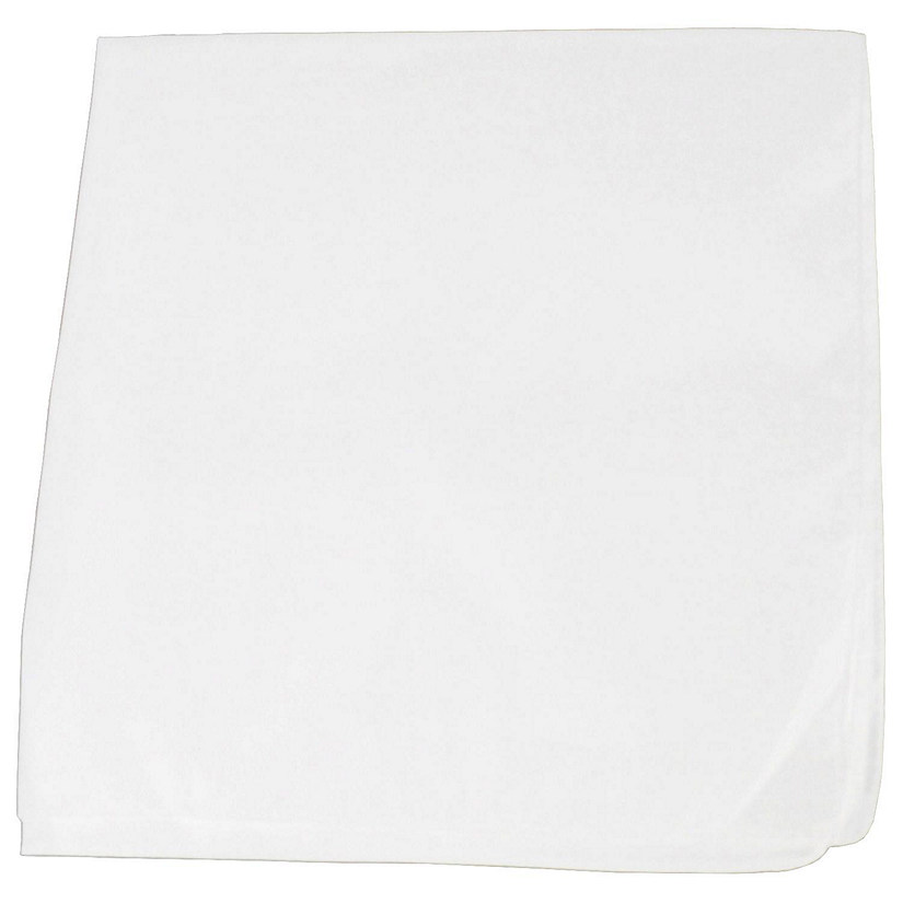 Mechaly Polyester Sewn Edges XL Solid Bandana - 27 x 27 Inches - 5 Pack (White) Image