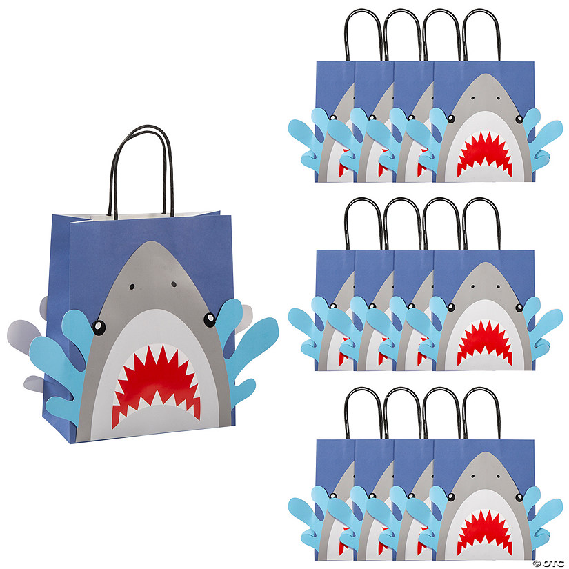Medium Shark Gift Bags - 12 Pc. Image