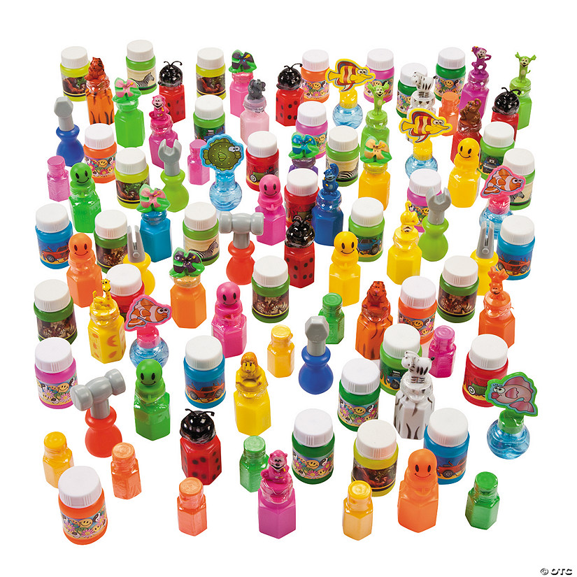 Mega Bulk 100 Pc. Plastic Bubble Bottle Assortment with Wands Image
