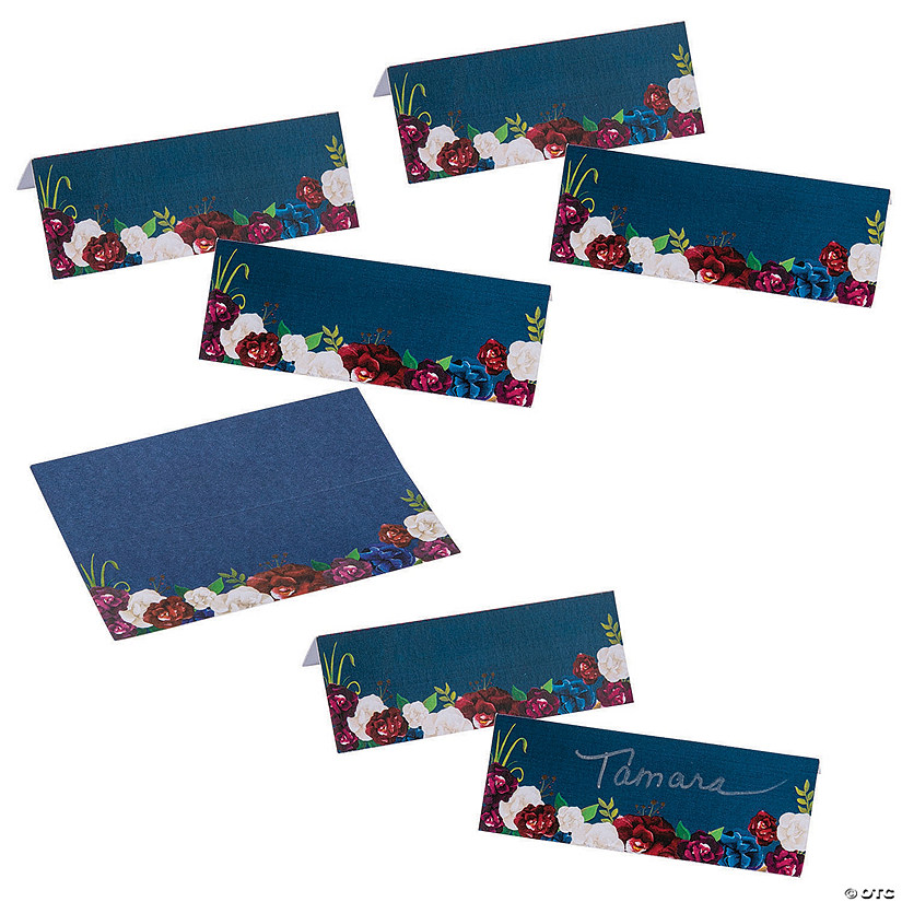 Mega Bulk 200 Pc. Navy Floral Place Cards Image
