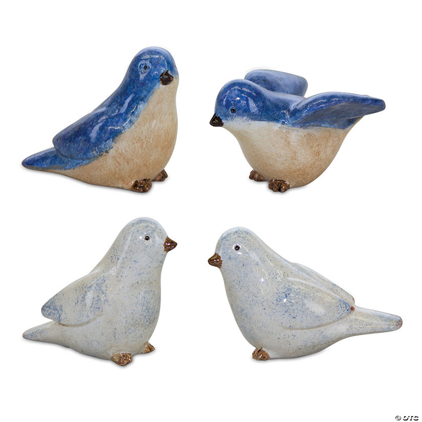 Melrose International Blue Bird Tabletop Figurine D&#233;cor, 2.5 Inches (Set of 4) Image