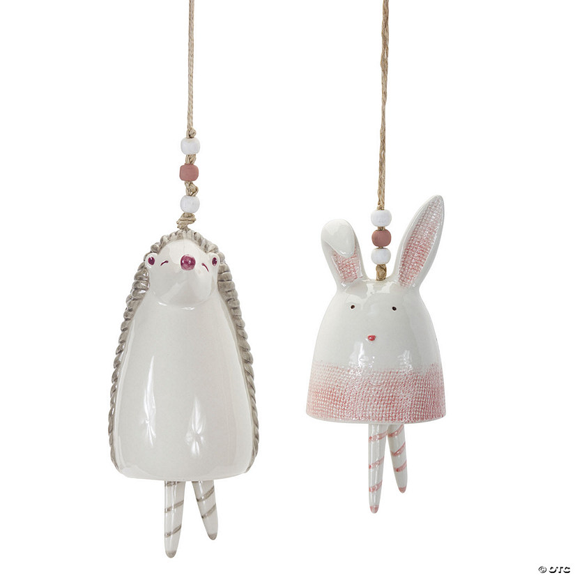 Melrose International Bunny and Hedgehog Hanging Bell (Set of 4) Image