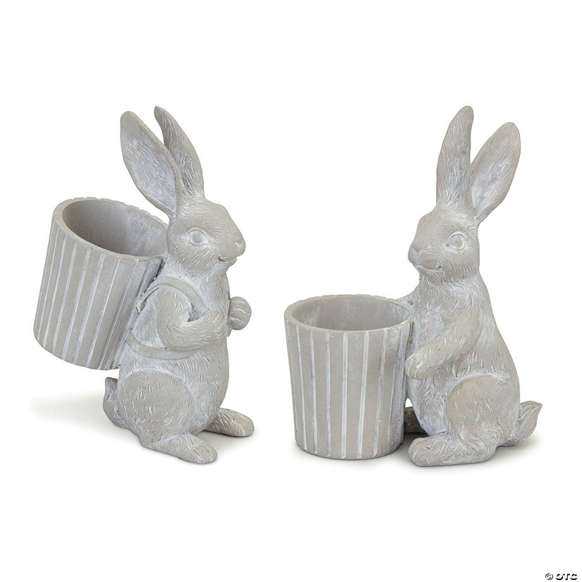 Melrose International Bunny with Pot, 6 Inches (Set of 2) Image