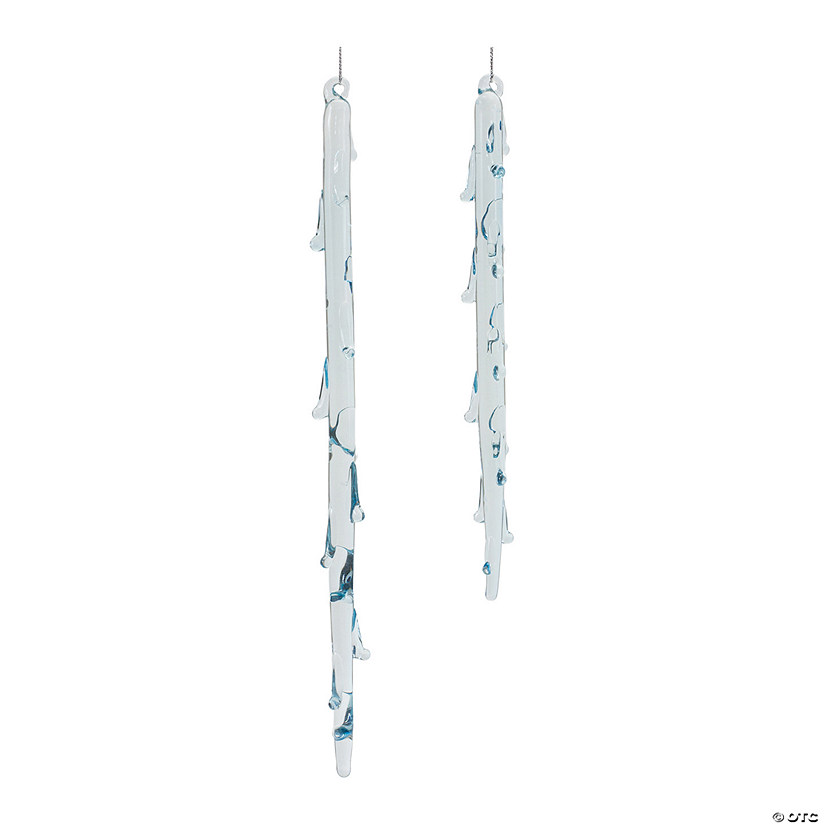 Melted Glass Icicle Drop Ornament (Set Of 6) 8.75"H, 11.75"H Glass Image