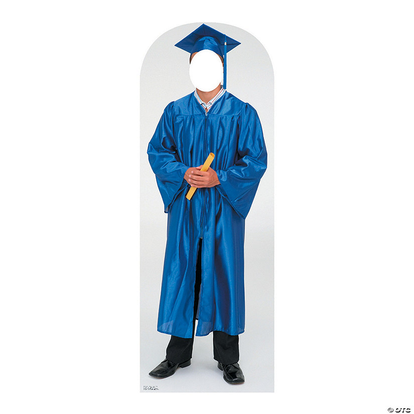 Men's Blue Cap & Gown Graduate Cardboard Stand-In Stand-Up Image