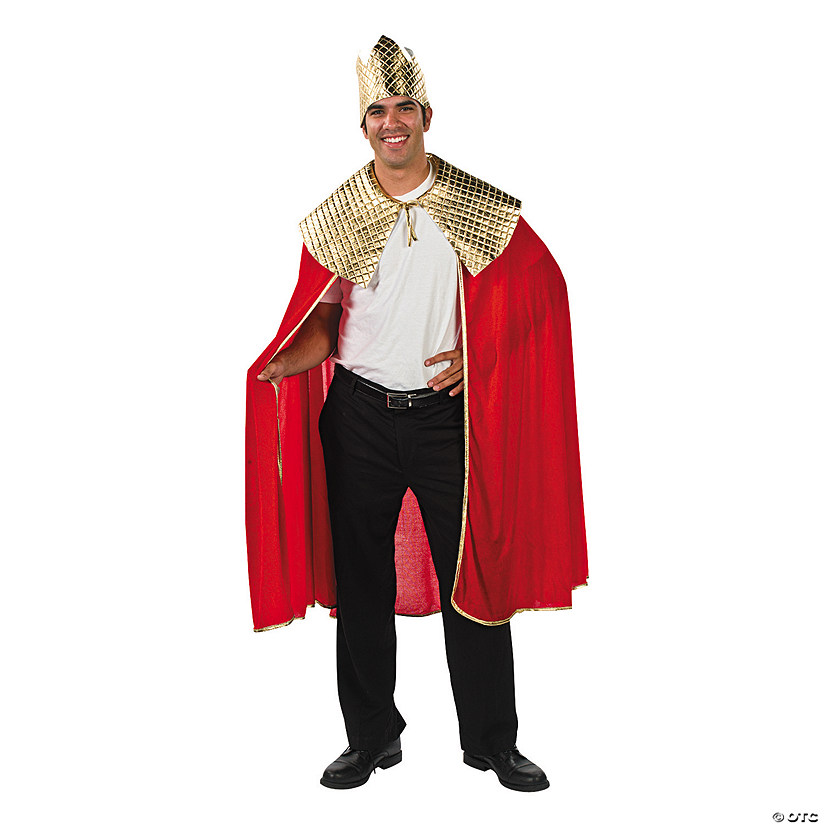 Men's Red Wise Man's Cape with Crown Costume Image
