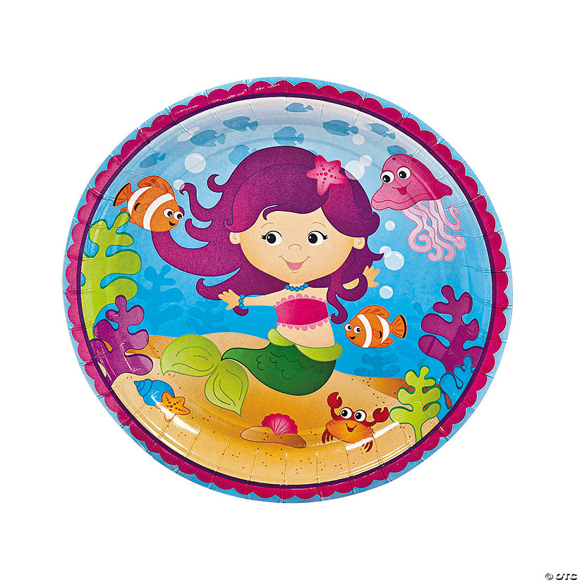 Mermaid Party Paper Dinner Plates - 8 Ct. Image