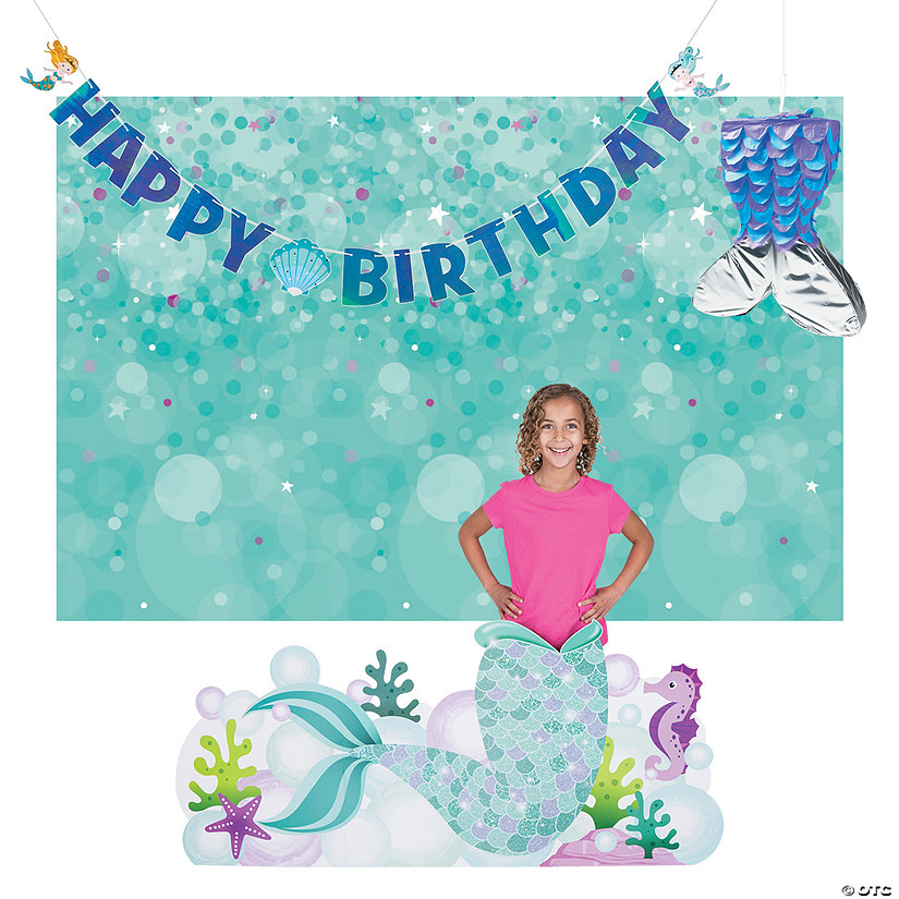 Mermaid Sparkle Premium Birthday Party Decorating Kit - 6 Pc. Image
