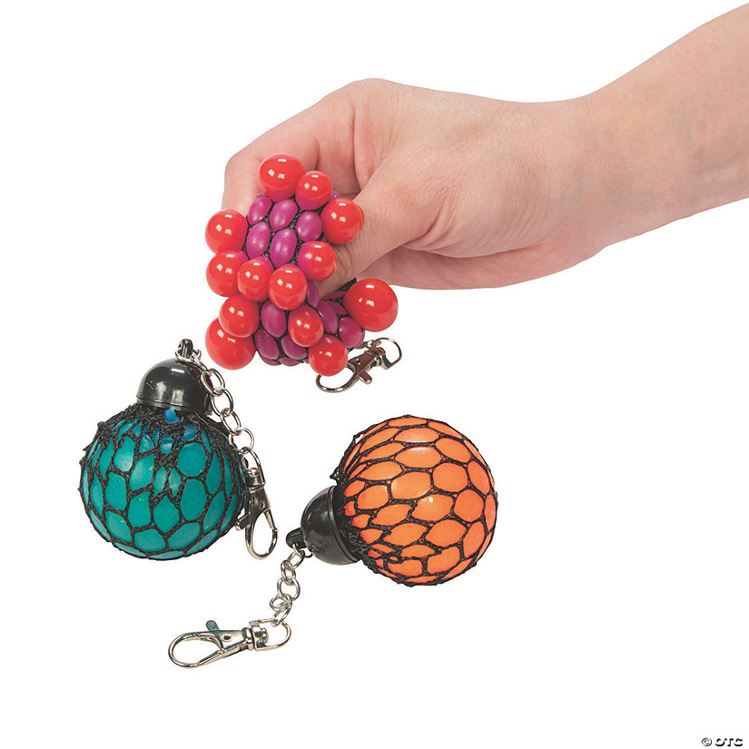 Mesh-Covered Squeeze Ball Backpack Clips - 12 Pc. Image