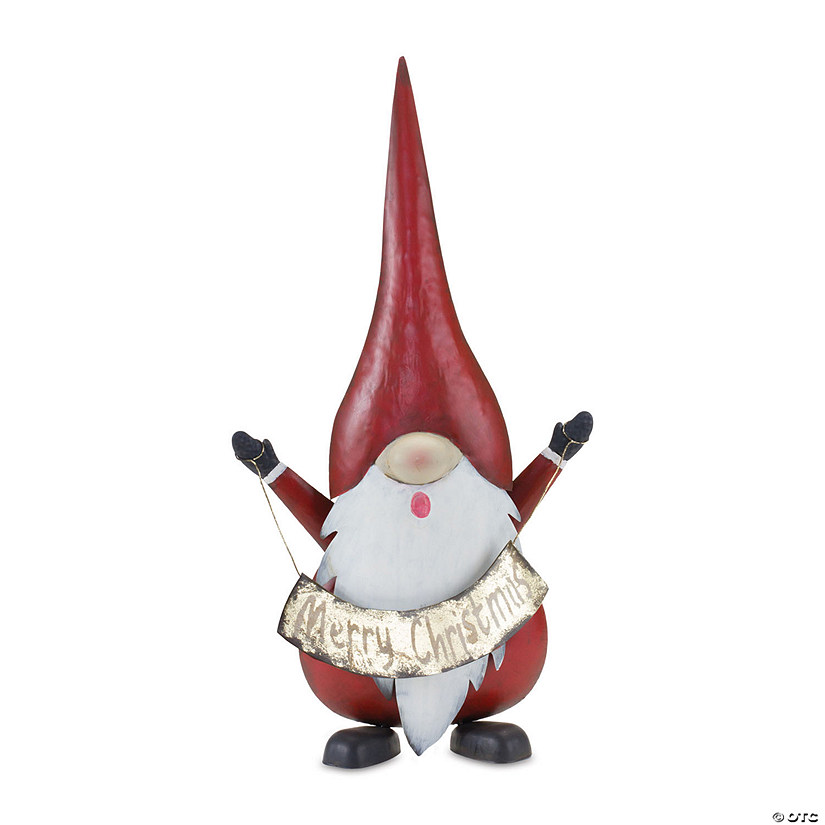 Metal Standing Santa Gnome with Merry Christmas Sign 27"H Image