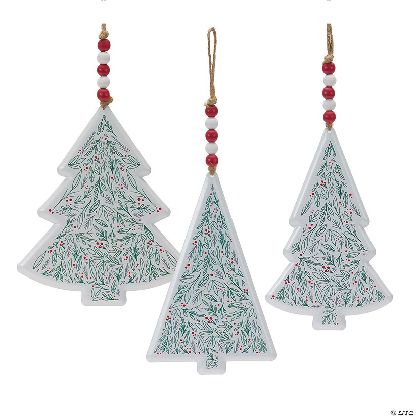 Metal Tree Ornament with Beaded Hanger (Set of 12) Image