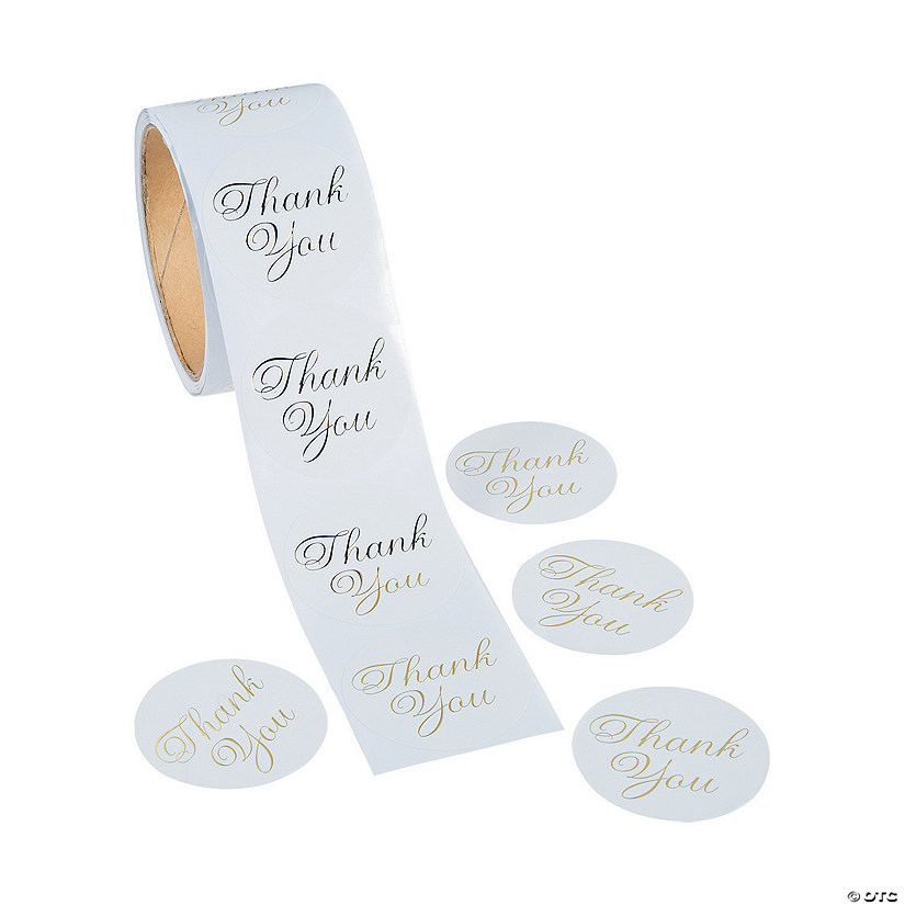 Metallic Gold Foil Thank You Stickers - 100 Pc. Image