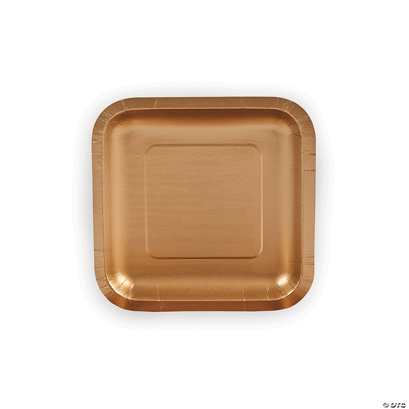 Metallic Gold Square Paper Dessert Plates - 24 Ct. Image