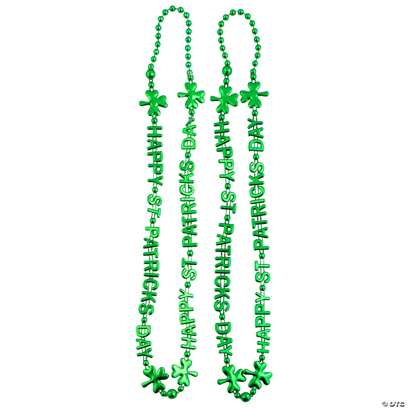 Metallic Happy St. Patrick&#8217;s Day Bead Necklaces - 24 Pc. Image